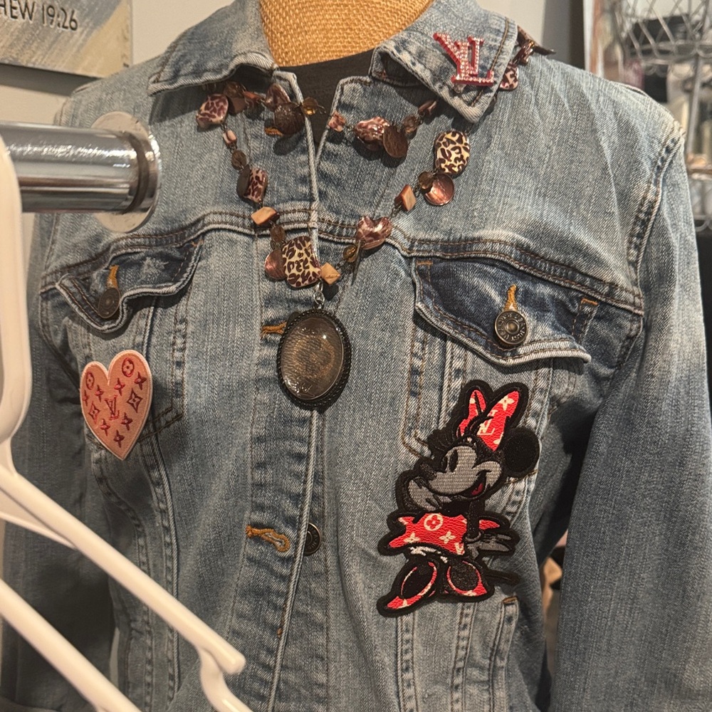 Denim Jean Jacket with Cartoon Patch - Picture 2 of 2